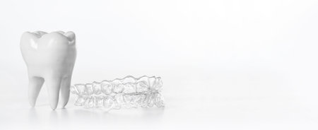 Inivisalign braces or aligner. A way to have a beautiful smile and white teeth.