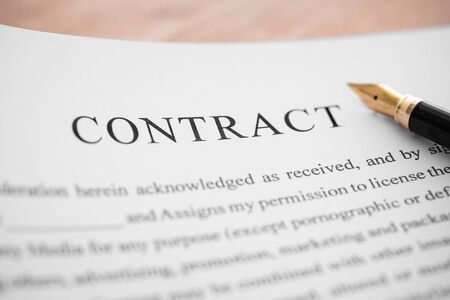 Business contract and pen on the desk. Business and finance concept.の写真素材