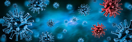 Image of flu COVID-19 virus cell. Coronavirus Covid 19 outbreak influenza background. Pandemic...