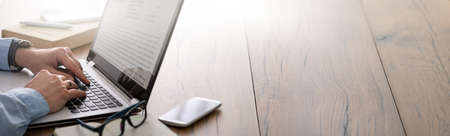 Working home concept. Young people online work mobile devices. Social media influencer.の写真素材