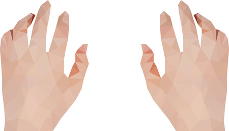 hand typing abstract polygon style on white backgroundのイラスト素材