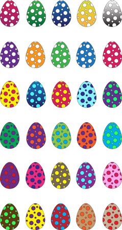 Easter eggs vector icons polka dot and flat styleのイラスト素材