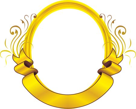Gold Frame Floral Vector Ovalのイラスト素材