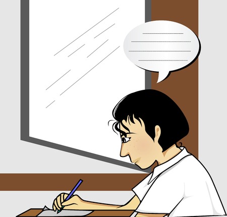 student reading and writingのイラスト素材