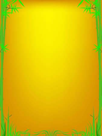 bamboo frame gold backgroundのイラスト素材