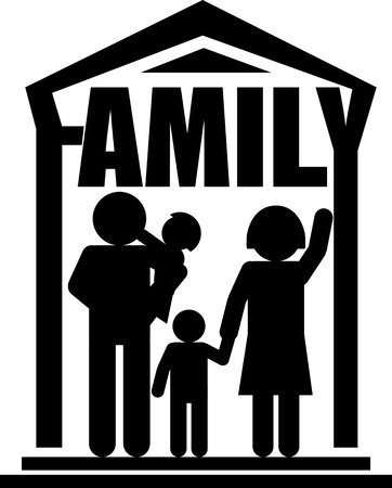 Family silhouettes design black and whiteのイラスト素材