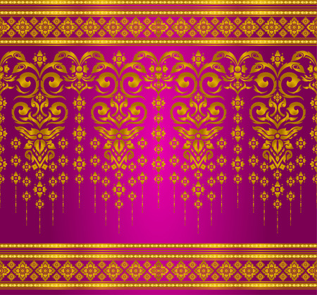 gold and magenta thai silk pattern line vector design for text backgroundのイラスト素材
