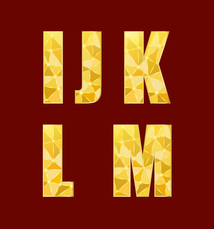 Luxury golden alphabet letters set with gold glitter texture, shiny and glowing.のイラスト素材