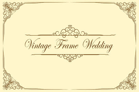 Gold photo frame with corner line floral for picture, Vector frame border design decoration pattern style. Thai art golden metal beautiful corner.のイラスト素材