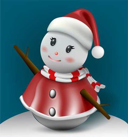 Merry Christmas! Happy Christmas and happy new year companions. Winter landscape and Smiling snowman, High detailed vector illustration,のイラスト素材
