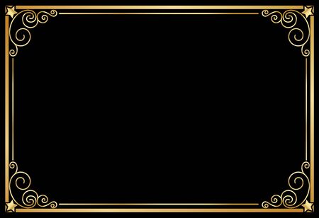 Gold border frame with line floral for picture, Vector design decoration pattern style. frame corner design is patternのイラスト素材
