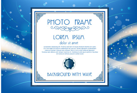 Royal frame on black pattern background, Vintage photo frame on drake background, antique, vector golden ornamentのイラスト素材
