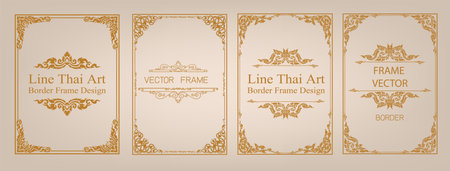 Thai Art with Golden border frameのイラスト素材