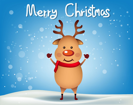 Cartoon Smiling Santa Clause and snowman with reindeer, High detailed vector illustration ,Happy Merry Christmas and happy new year companions. snowman on night backgroundのイラスト素材