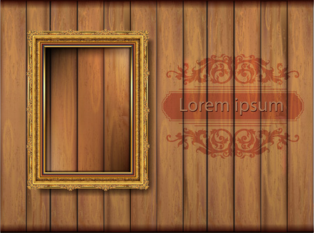 Gold photo frame with corner Thailand line floral for picture, Vector design decoration pattern style.のイラスト素材