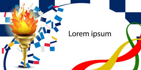 Icon sport torch with colorful wavy stripes. Championship iconのイラスト素材