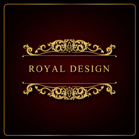 Classical decorative elements in baroque style. Holiday decor frame gold elements isolatedのイラスト素材
