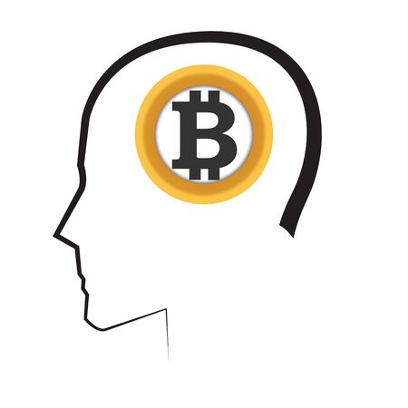 Portrait Man and Bitcoin. AI 10 supported.のイラスト素材