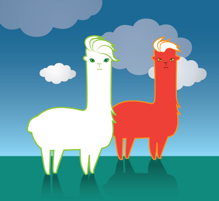 Cute Lama Character Design.のイラスト素材