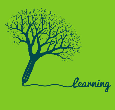 Learning Concept with Tree and pencil.のイラスト素材
