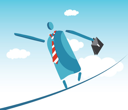 Tightrope walker working man concept design.のイラスト素材