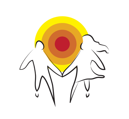 Couple People and Sun Concept Design.のイラスト素材