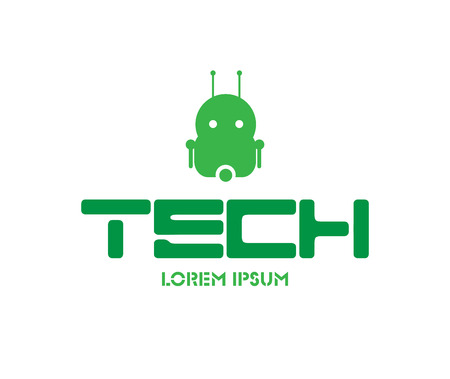 Tech Logo Design with Cyber Robot. EPS 8 supported.のイラスト素材