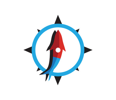 Compass with Fish Concept Design. EPS 8 supported.のイラスト素材
