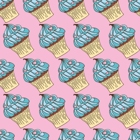 Cupcake pattern backgroundのイラスト素材