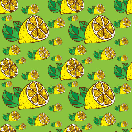 Colorful lemons pattern backgroundのイラスト素材