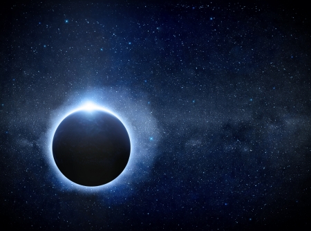 Eclipse of the sun over the planet Earthの写真素材