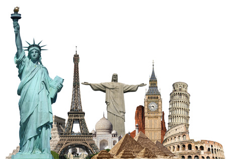 Famous monuments of the world illustrating the travel and holidaysのeditorial素材