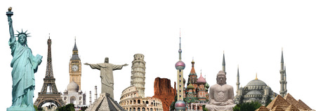Famous monuments of the world illustrating the travel and holidaysのeditorial素材