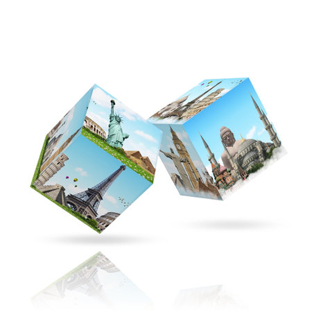 Dices game with differents travel location on each faces