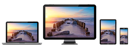 Modern digital tech device on white backgroundの写真素材