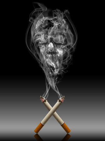 Smoke in shape of skull illustrating smoke killsの写真素材