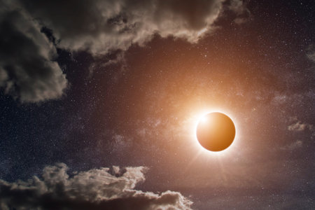 View of the sun during a full moon eclipse
