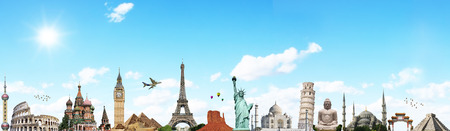 Famous monuments of the world illustrating the travel and holidaysの写真素材