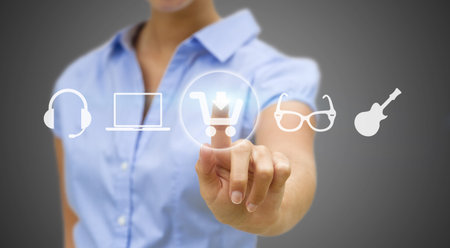 Woman using digital interface to shop online