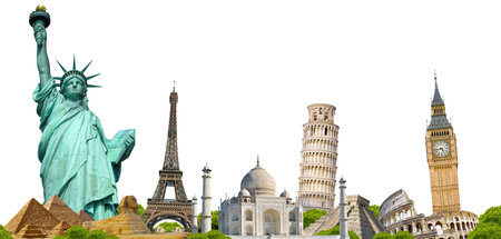 Famous monuments of the world grouped togetherの写真素材