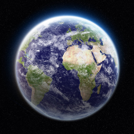 View of the planet Earth from space during a sunrise