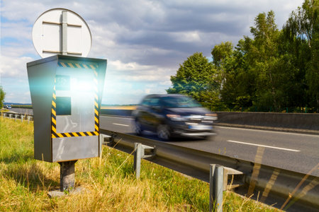 Automatic radar flashing cars driving too fast