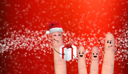 A happy couple in love offering gifts to each otherの写真素材