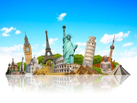 Famous monuments of the world grouped togetherの写真素材