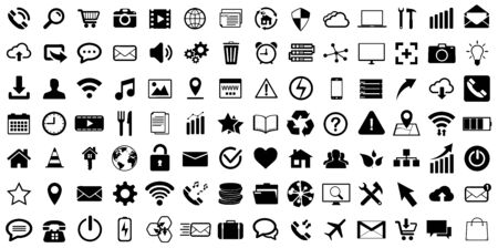 Internet web icons collection on white backgroundの写真素材