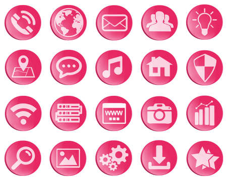 Internet web icons collection on white backgroundの写真素材