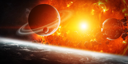 Sun exploding close to inhabited planets system