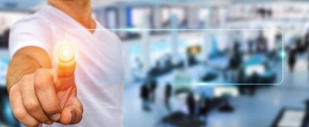 Businessman surfing on internet with digital tactile web address interfaceの写真素材