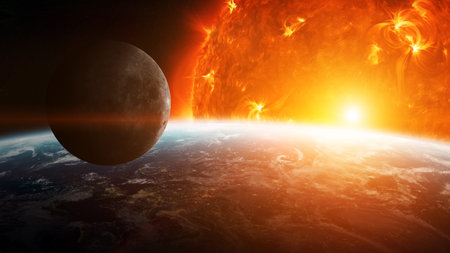 Sun exploding close to inhabited planets system