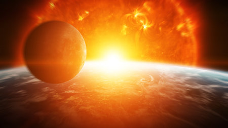 Sun exploding close to inhabited planets systemの写真素材